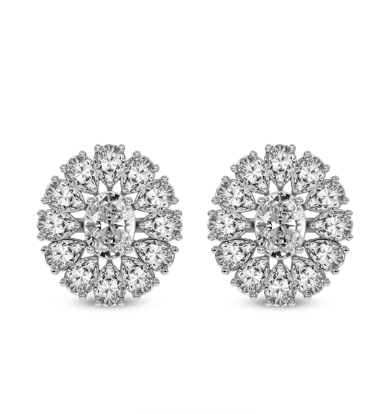Dahlia Flower Fashion Lab Diamond Stud Earrings