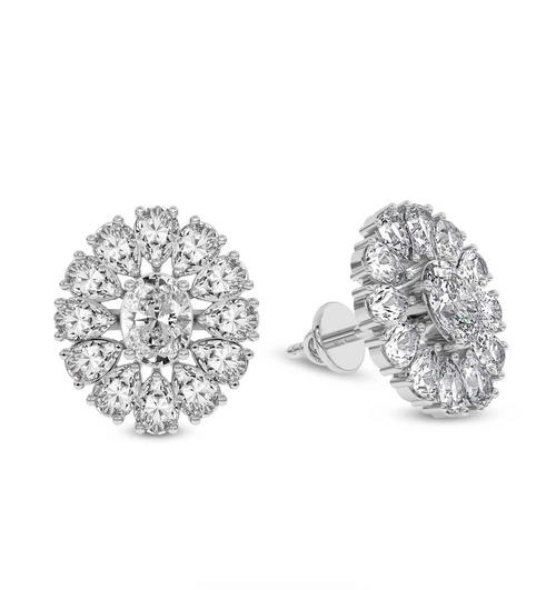Dahlia Flower Fashion Lab Diamond Stud Earrings
