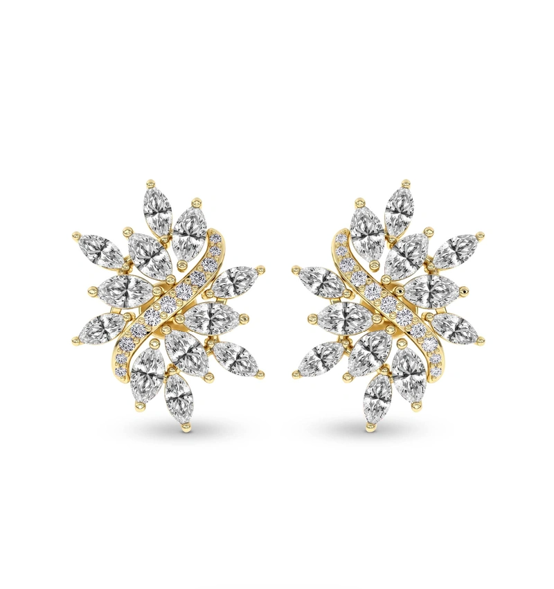 Wisteria Flower Fashion Lab Diamond Stud Earrings