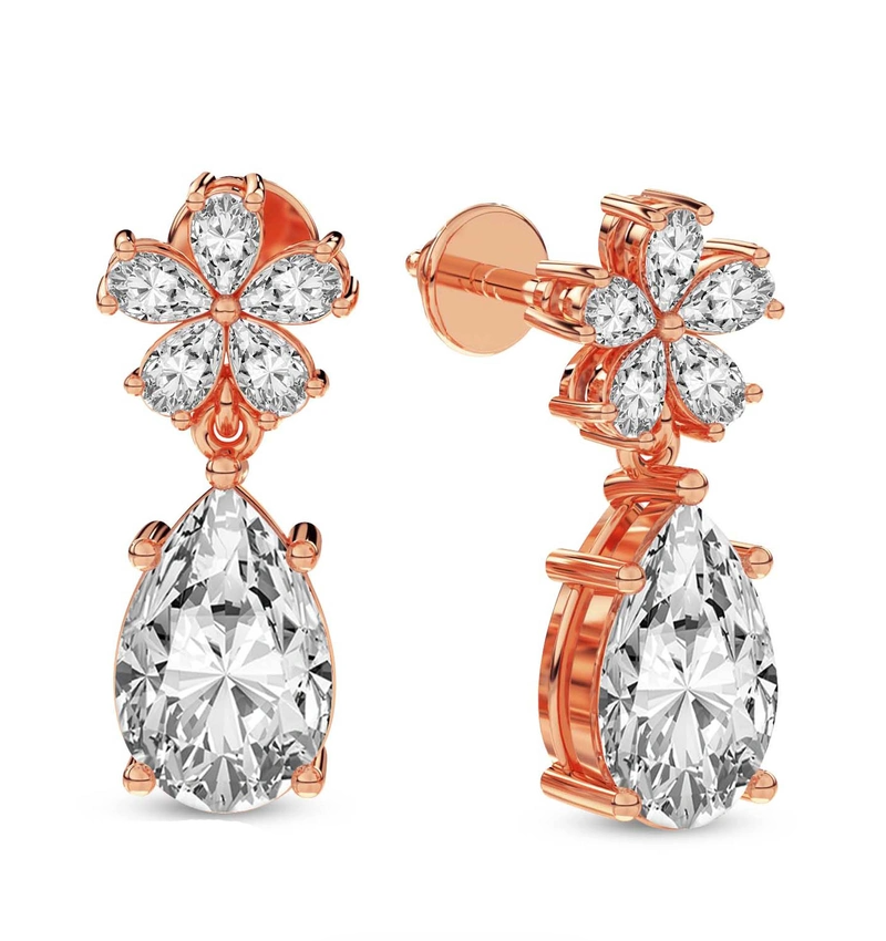 Iris Bloom Flower Fashion Lab Diamond Dangle Earrings