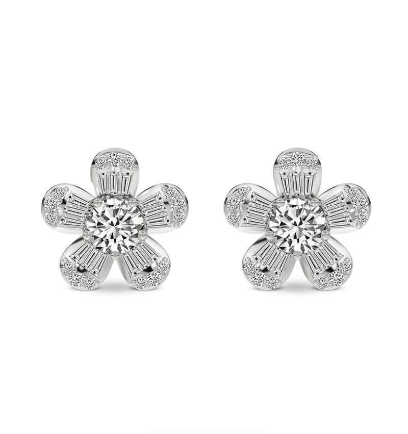 Periwinkle Flower Fashion Lab Diamond Stud Earrings
