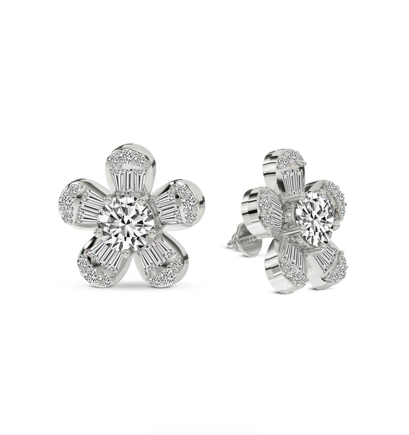 Periwinkle Flower Fashion Lab Diamond Stud Earrings